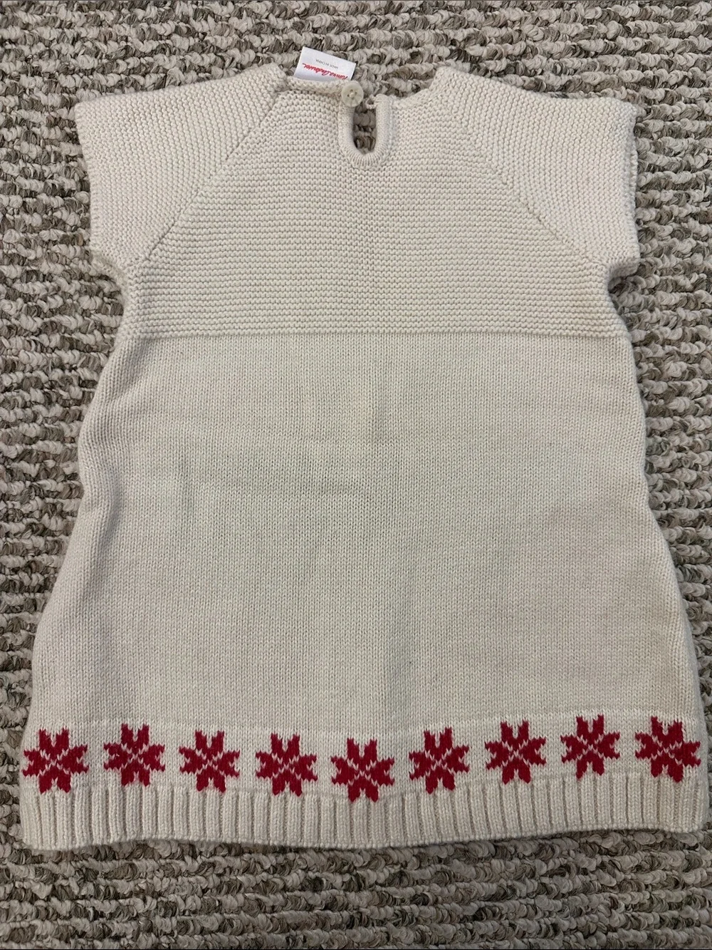 Hanna Andersson Cream Knit Holiday Dress with Red & Green Fair Isle Motif